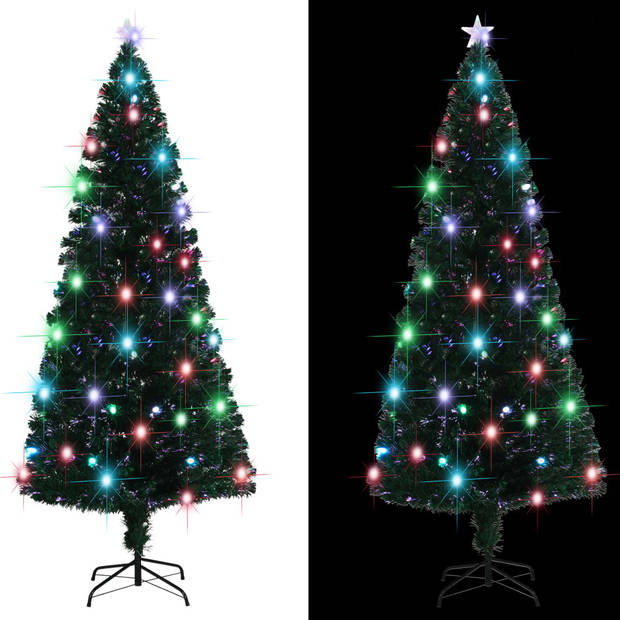 vidaXL Kerstboom met LED en standaard 210 cm glasvezel