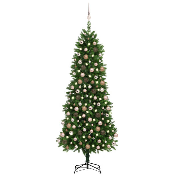 The Living Store Kunstkerstboom - Levensecht - 240 cm - Met LED-verlichting - Groen