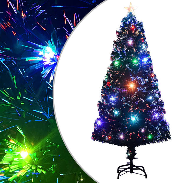 The Living Store Kerstboom Groen 120 cm - Levensechte takken - LED en glasvezel verlichting