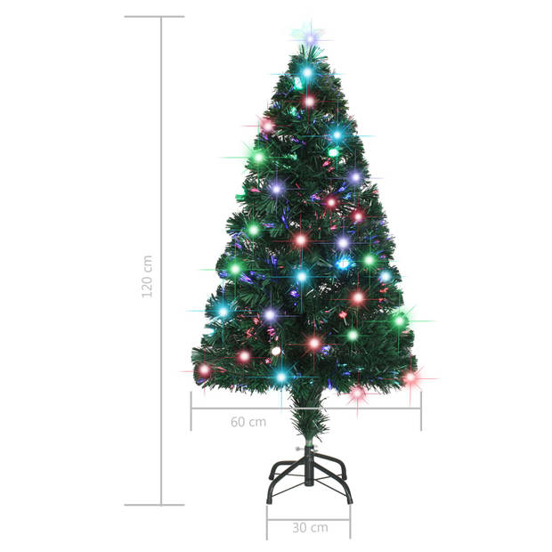 The Living Store Kerstboom Groen 120 cm - Levensechte takken - LED en glasvezel verlichting