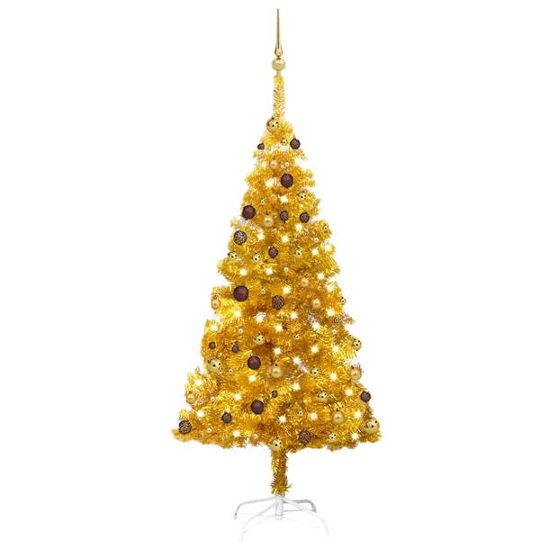 The Living Store Kerstboom Glanzend Goud 180 cm - LED Verlichting - USB-aansluiting