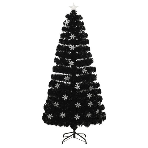 The Living Store Kunstkerstboom - LED en glasvezel - 150 cm - zwart