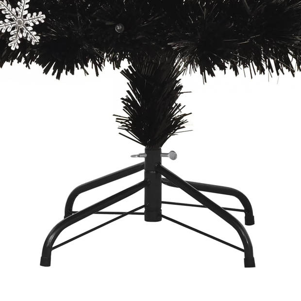 The Living Store Kunstkerstboom - LED en Glasvezel - 180 cm - Zwart