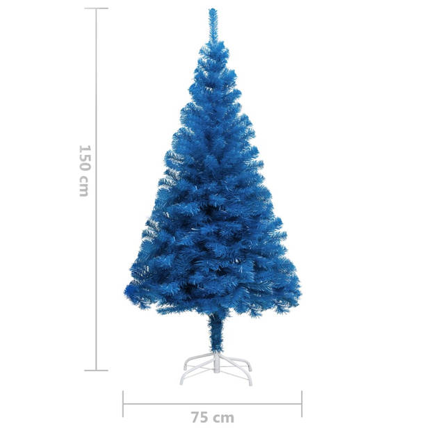 The Living Store Kerstboom PVC 150 cm - Blauw met stalen poten