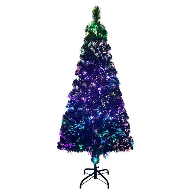 The Living Store Kunstkerstboom 240 cm - PVC en optische vezel - Groen - Met 380 uiteinden - 5 kleuren lichtjes