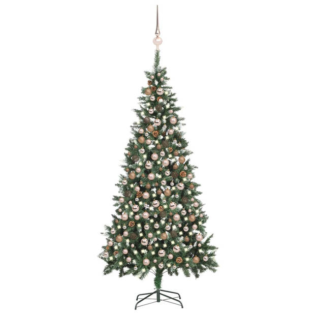 The Living Store Kunstkerstboom 210 cm - Nagebootste Dennenboom - 300 LEDs - USB-aansluiting