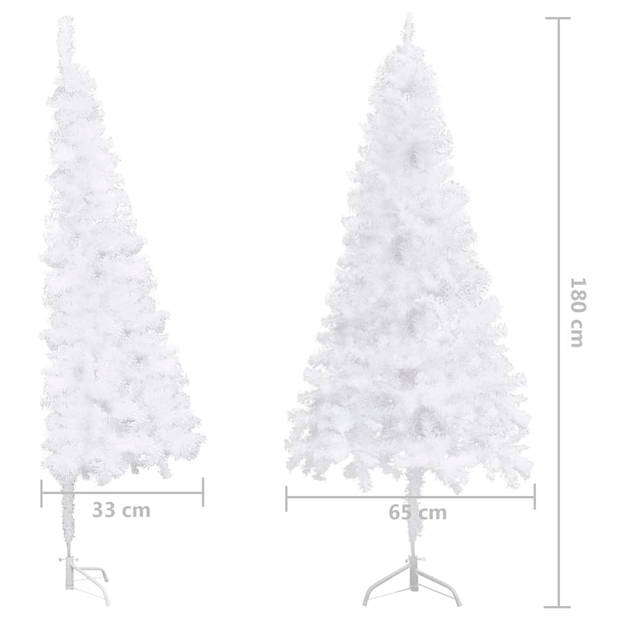 The Living Store Hoekkerstboom Wit PVC 180 cm - Opvallend middelpunt met levensechte vorm - Inclusief stabiele stalen