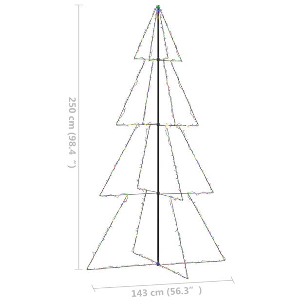 The Living Store Kerstkegelboom 143x250 cm - Meerkleurig - LED-verlichting - 8 lichteffecten