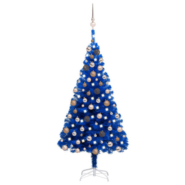 The Living Store Kunstkerstboom Blauw - 180 cm - LED-verlichting - USB-aansluiting