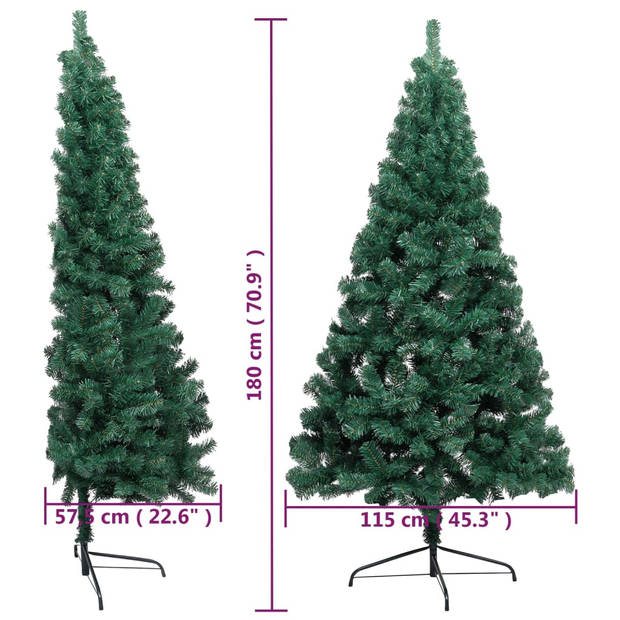 The Living Store Kunstkerstboom - halfrond - 115 cm breed - PVC en staal - groen