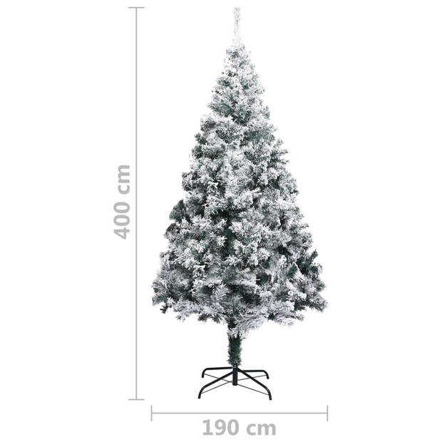 The Living Store Kunstkerstboom - Groen PVC - 400 cm - Met witte sneeuw - Met stalen standaard