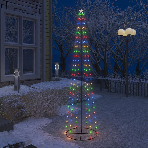 The Living Store Kerstkegelboom - Meerkleurig LED-licht - PVC en metaal - 70 x 240 cm - Waterbestendig