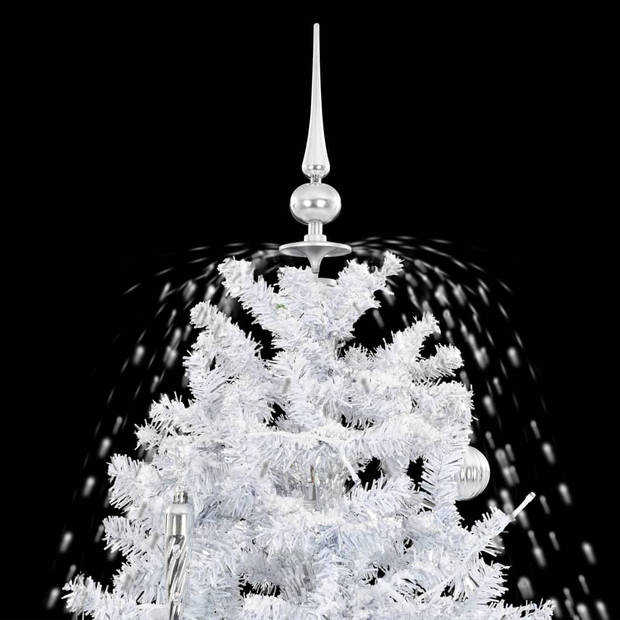 The Living Store Kunstkerstboom - Sneeuwend - 190 cm - LED - Wit en zilver - Met melodie - Inclusief decoraties