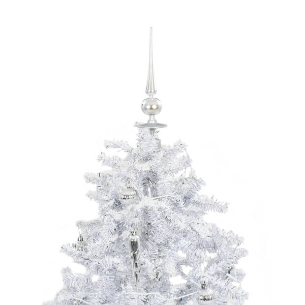 The Living Store Kerstboom sneeuwend met paraplubasis 140 cm wit - Decoratieve kerstboom
