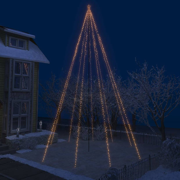 The Living Store Kerstboomverlichting - Watervalontwerp - 8 snoeren - 1.300 LEDs - Warmwit - 8.3 m LED-snoer - 8 m hoog