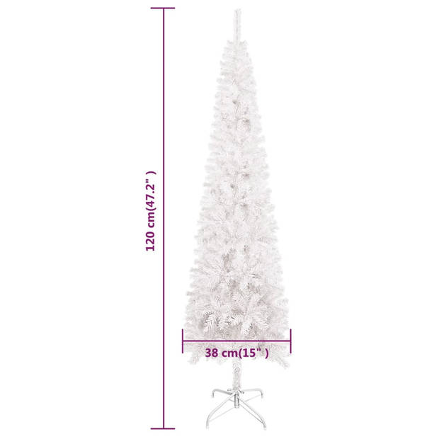 The Living Store Kunstkerstboom - Smalle witte kerstboom 120 cm - PVC en staal