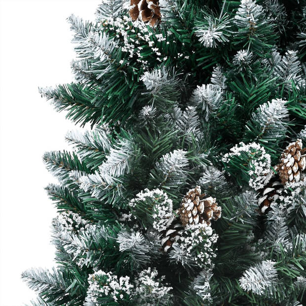 The Living Store Kerstboom Sneeuw 180 cm - LED Verlichting - Met Dennenappels en Kerstballen