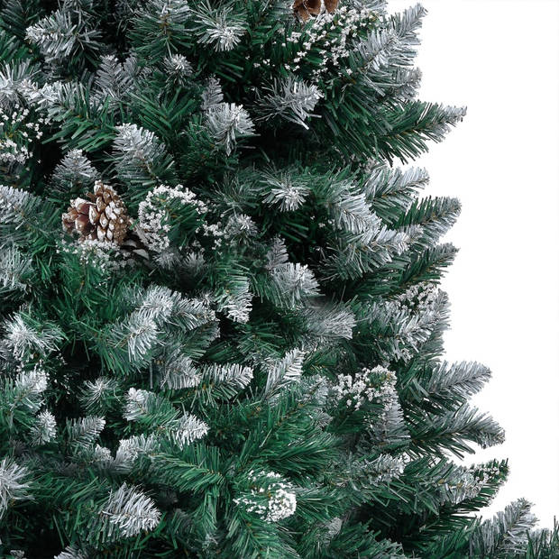 The Living Store Kerstboom Sneeuw 180 cm - LED Verlichting - Met Dennenappels en Kerstballen