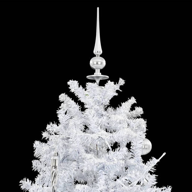 The Living Store Kunstkerstboom - Sneeuwend - 190 cm - LED - Wit en zilver - Met melodie - Inclusief decoraties