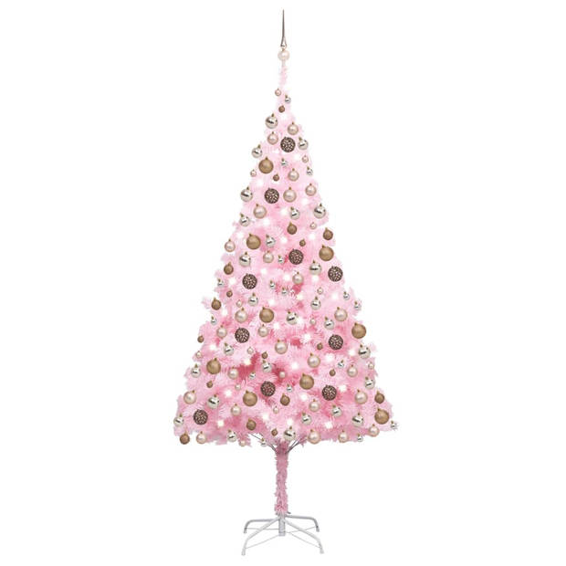 The Living Store Kunstkerstboom Roze - 240 cm - LED Verlichting - PVC