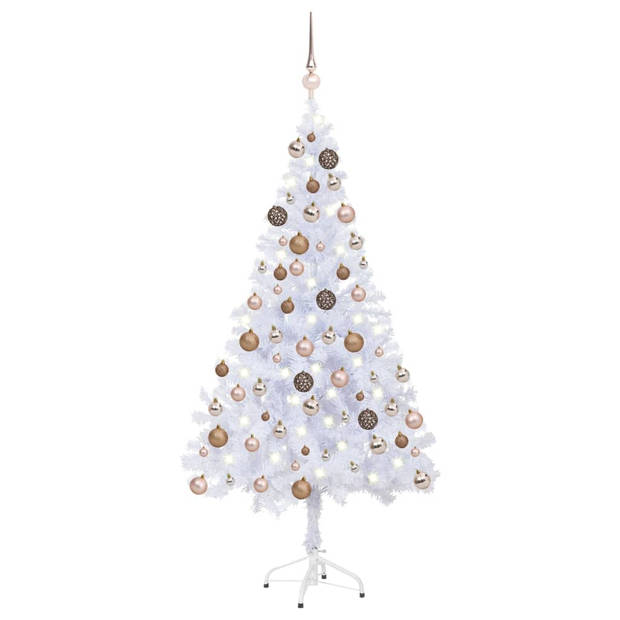 The Living Store Kerstboom Snowy Deluxe - 150 cm - LED-verlichting - USB-aansluiting