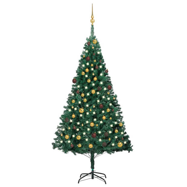 The Living Store Kunstkerstboom Groen - 210 cm - LED-verlichting - Extra dikke takken