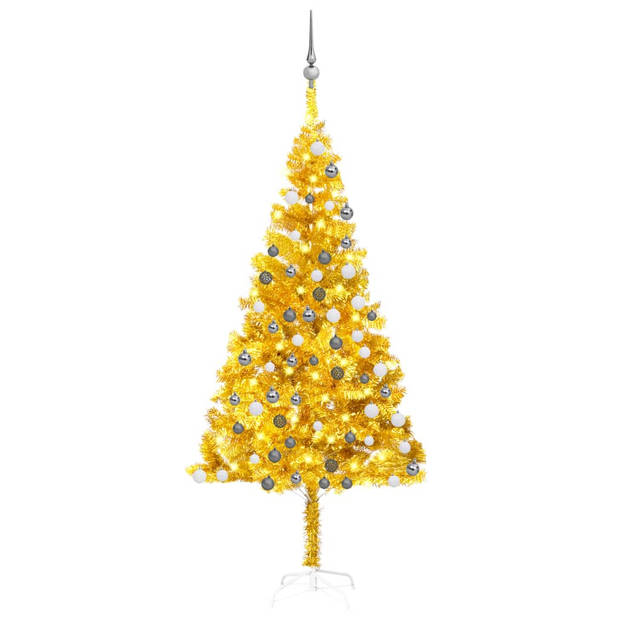 The Living Store Kunstkerstboom - Glanzend goud - 180 cm - LED-verlichting - USB-aansluiting
