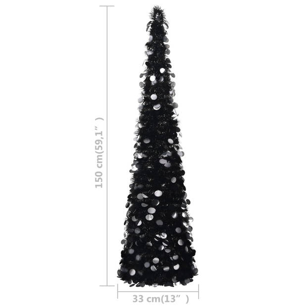 The Living Store Pop-up kerstboom Zwart - 150cm - PET