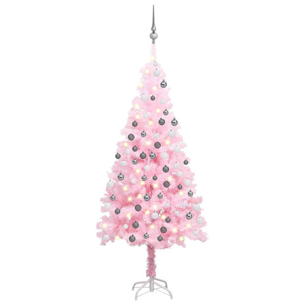 The Living Store Kunstkerstboom - Roze - 120 cm - Met LED-verlichting