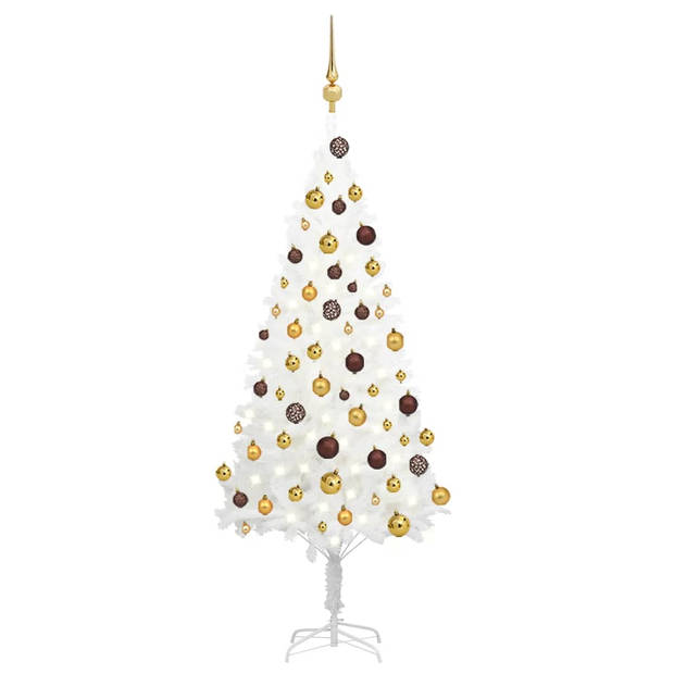 The Living Store Kunstkerstboom met LED's en kerstballen 120 cm wit - Decoratieve kerstboom