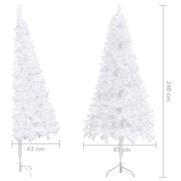 The Living Store Hoekkerstboom PVC 240 cm - Wit - 525 uiteinden