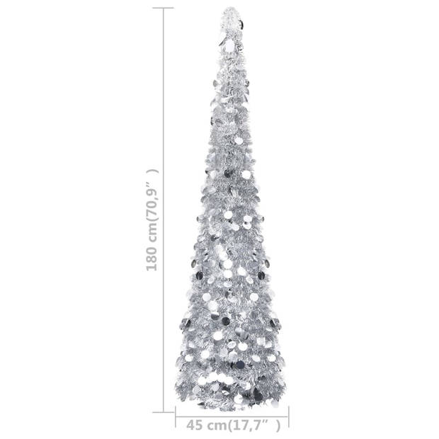 The Living Store Pop-up Kerstboom Zilver - 180 cm - Lichtgewicht en Opvouwbaar