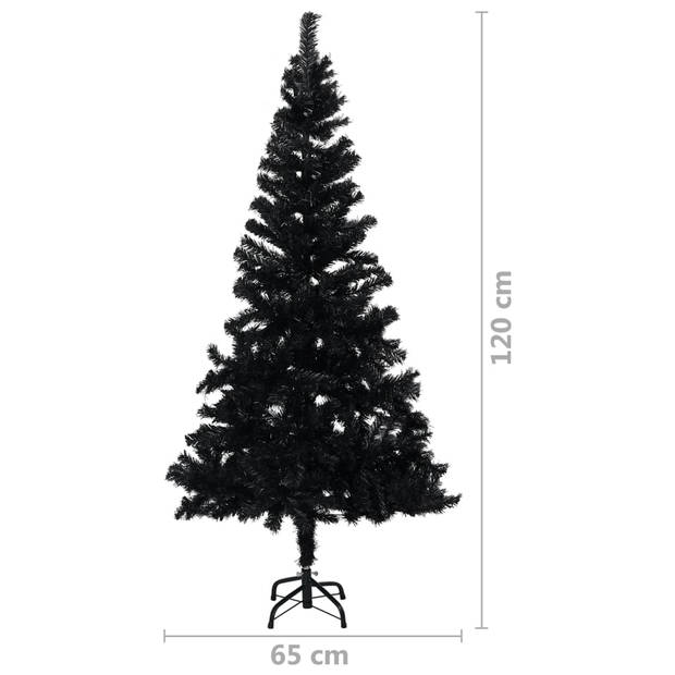 The Living Store Kunstkerstboom Zwart - PVC en Staal - 120 cm - Met 230 uiteinden