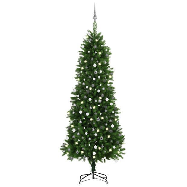 The Living Store Kerstboom Green PE 240 cm - Levensechte naalden - LED-verlichting - USB-aansluiting