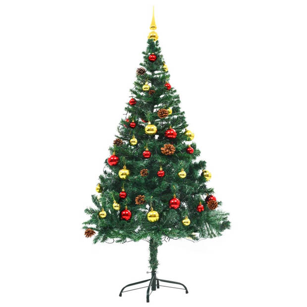 vidaXL Kunstkerstboom met verlichting en kerstballen 150 cm groen