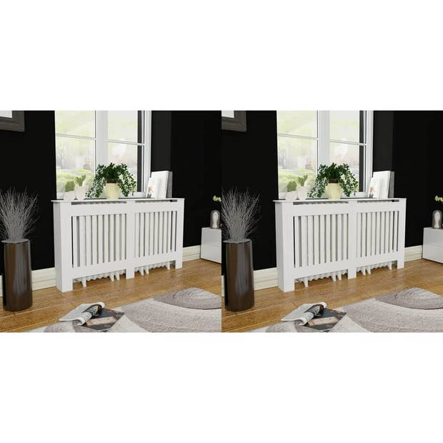 The Living Store Radiatorombouw - Wit - MDF - 152 x 19 x 81 cm - lattenvormig