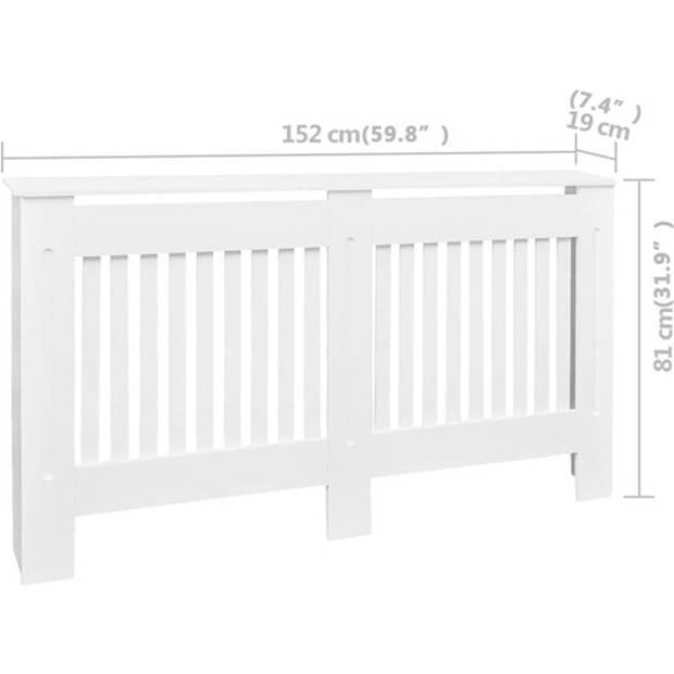 The Living Store Radiatorombouw - Wit - MDF - 152 x 19 x 81 cm - lattenvormig