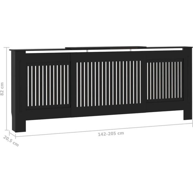 The Living Store Radiatorombouw - MDF - 142-205 x 20.5 x 82 cm - Zwart