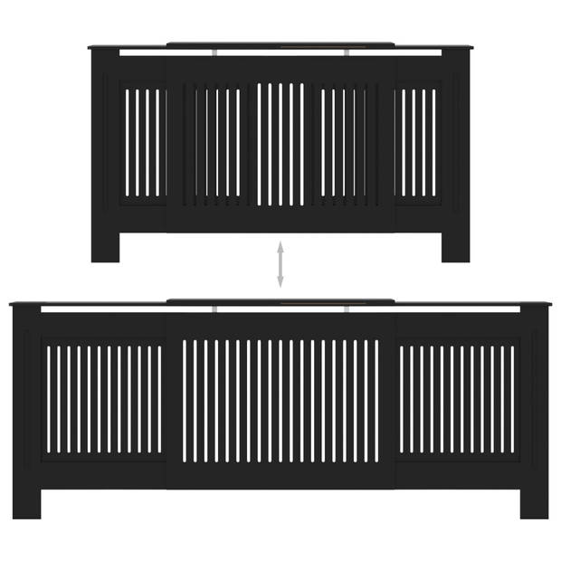 The Living Store Radiatorombouw - MDF - 142-205 x 20.5 x 82 cm - Zwart