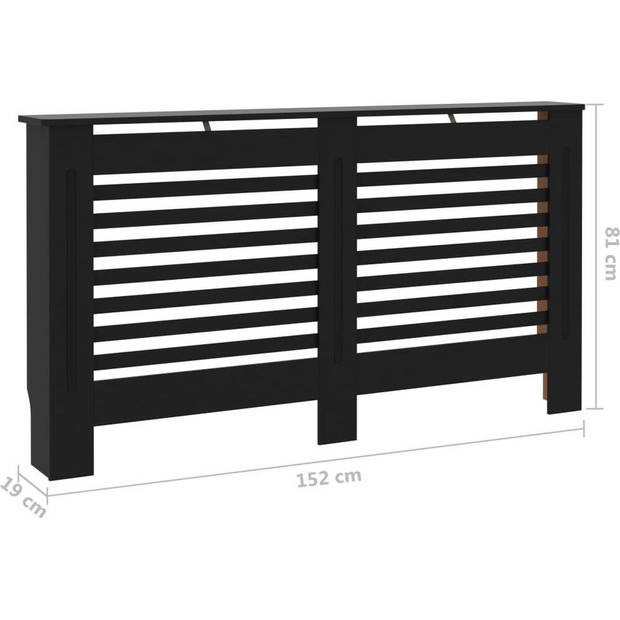 The Living Store Radiatorombouw - Zwart - 152 x 19 x 81 cm - MDF