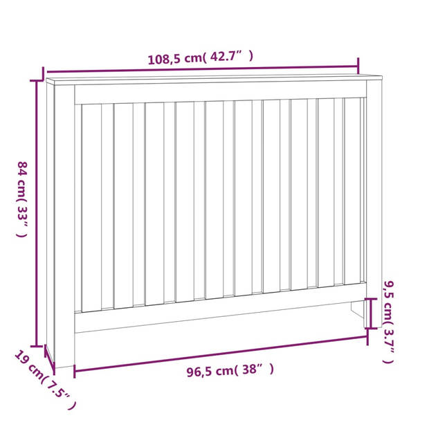 The Living Store Radiatorombouw Grenenhout - 108.5 x 19 x 84 cm - Modern Lat Ontwerp