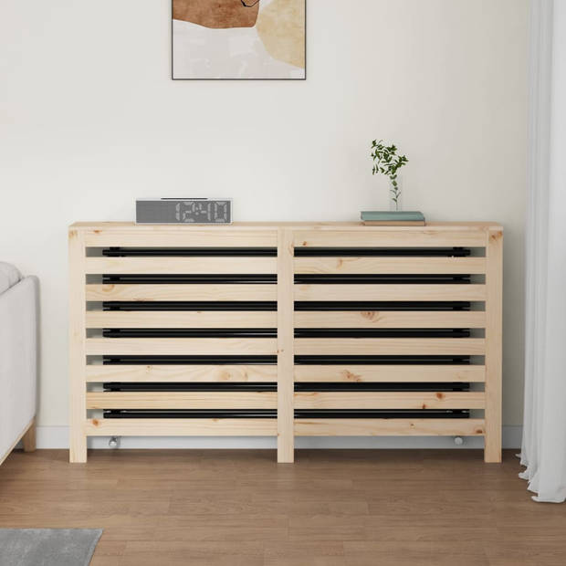 The Living Store houten radiatorombouw - Massief grenenhout - Praktische plank - Modern lat ontwerp - 153 x 19 x 84 cm