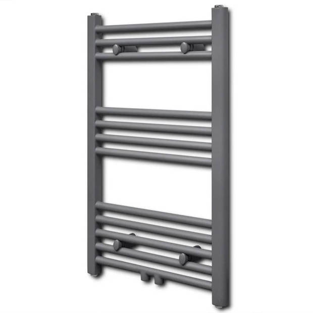 The Living Store Handdoekradiator - Dubbele functie - Grijs - 500 x 764 mm - 12 stalen dwarsbalken