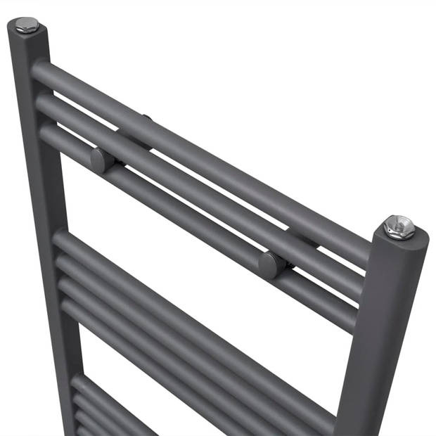 The Living Store Handdoekradiator - Dubbele functie - Grijs - 500 x 764 mm - 12 stalen dwarsbalken