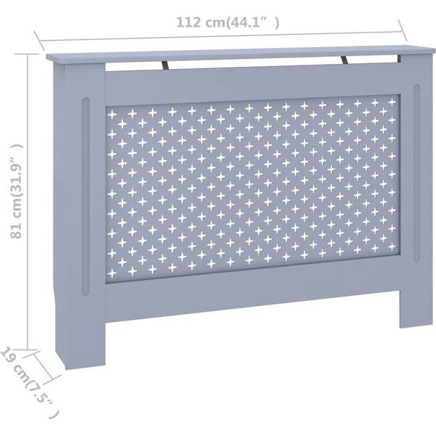 The Living Store Radiatorombouw - Antraciet MDF - 112 x 19 x 81 cm - Honingraat/kruispatroon