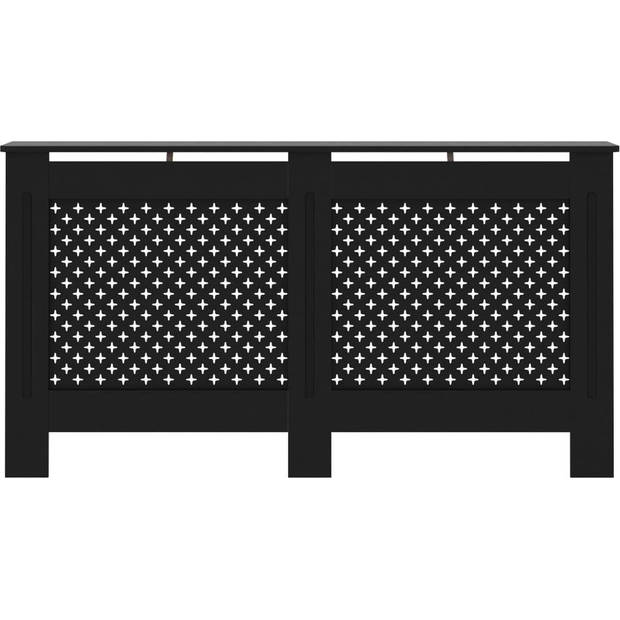 The Living Store Radiatorombouw - Zwart MDF - 152 x 19 x 81 cm - Honingraat/kruispatroon