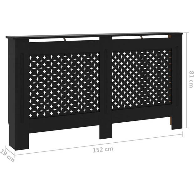 The Living Store Radiatorombouw - Zwart MDF - 152 x 19 x 81 cm - Honingraat/kruispatroon