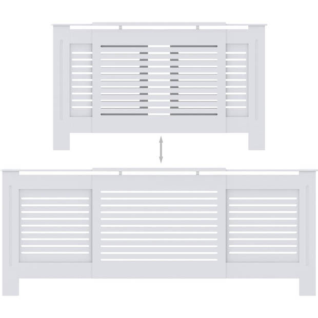 The Living Store Radiatorombouw - MDF - 142-205 x 20.5 x 82 cm - Wit