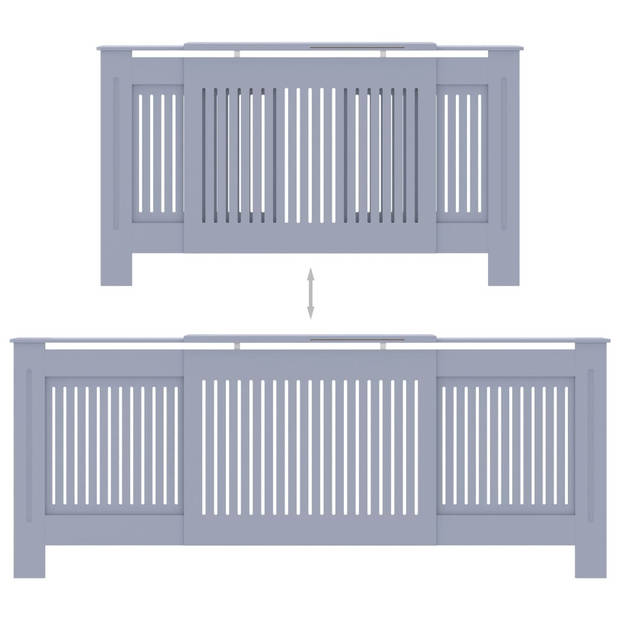 The Living Store Radiatorombouw - 142-205 x 20.5 x 82 cm - Grijs MDF