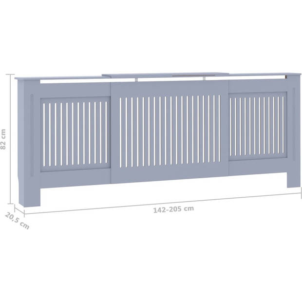 The Living Store Radiatorombouw - 142-205 x 20.5 x 82 cm - Grijs MDF